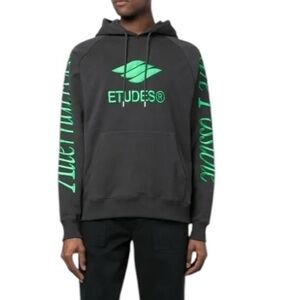 Racing Etudes logo-embroidered hoodie‎ from Etudes featuring black/green XS
